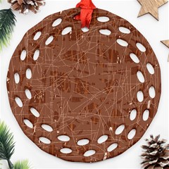 Brown Pattern Ornament (round Filigree)  by Valentinaart