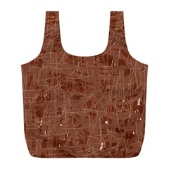 Brown Pattern Full Print Recycle Bags (l)  by Valentinaart