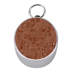 Brown Pattern Mini Silver Compasses