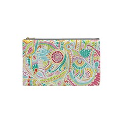 Hippie Flowers Pattern, Pink Blue Green, Zz0101 Cosmetic Bag (small)  by Zandiepants