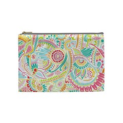 Hippie Flowers Pattern, Pink Blue Green, Zz0101 Cosmetic Bag (medium)  by Zandiepants