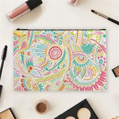 Hippie Flowers Pattern, Pink Blue Green, Zz0101 Cosmetic Bag (large) 