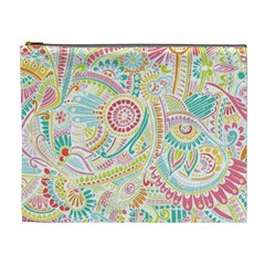 Hippie Flowers Pattern, Pink Blue Green, Zz0101 Cosmetic Bag (xl) by Zandiepants