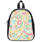 Hippie Flowers Pattern, Pink Blue Green, Zz0101 School Bags (Small)  Front