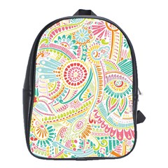 Hippie Flowers Pattern, Pink Blue Green, Zz0101 School Bags (xl)  by Zandiepants