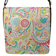 Hippie Flowers Pattern, Pink Blue Green, Zz0101 Flap Messenger Bag (s) by Zandiepants