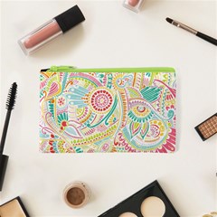 Hippie Flowers Pattern, Pink Blue Green, Zz0101 Cosmetic Bag (xs) by Zandiepants