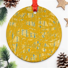 Yellow Pattern Ornament (round)  by Valentinaart