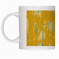 Yellow Pattern White Mugs