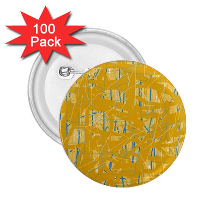 Yellow pattern 2.25  Buttons (100 pack) 