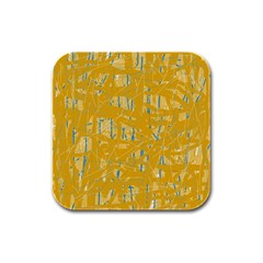 Yellow Pattern Rubber Square Coaster (4 Pack)  by Valentinaart