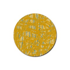 Yellow Pattern Rubber Round Coaster (4 Pack) 