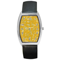 Yellow Pattern Barrel Style Metal Watch