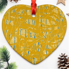 Yellow Pattern Heart Ornament (2 Sides)