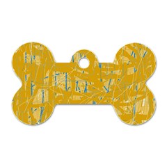 Yellow Pattern Dog Tag Bone (one Side) by Valentinaart