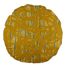 Yellow Pattern Large 18  Premium Round Cushions