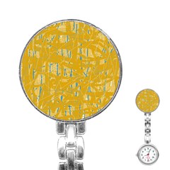 Yellow Pattern Stainless Steel Nurses Watch by Valentinaart