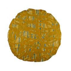 Yellow Pattern Standard 15  Premium Flano Round Cushions