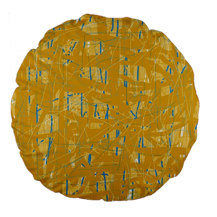 Yellow pattern Large 18  Premium Flano Round Cushions