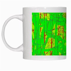 Neon Green Pattern White Mugs by Valentinaart