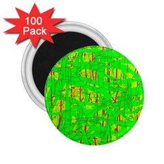 Neon Green Pattern 2 25  Magnets (100 Pack) 