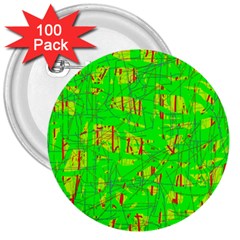 Neon Green Pattern 3  Buttons (100 Pack) 