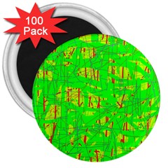 Neon Green Pattern 3  Magnets (100 Pack) by Valentinaart