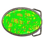 Neon green pattern Belt Buckles Front