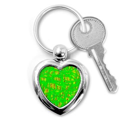 Neon Green Pattern Key Chains (heart) 