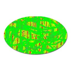 Neon Green Pattern Oval Magnet