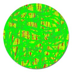 Neon Green Pattern Magnet 5  (round) by Valentinaart