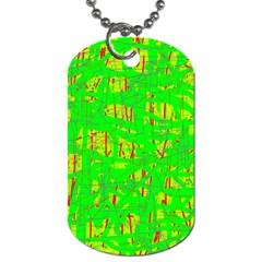 Neon Green Pattern Dog Tag (one Side)