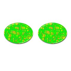 Neon Green Pattern Cufflinks (oval) by Valentinaart