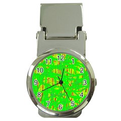 Neon Green Pattern Money Clip Watches