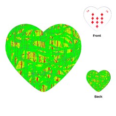 Neon Green Pattern Playing Cards (heart)  by Valentinaart