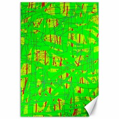 Neon Green Pattern Canvas 12  X 18  