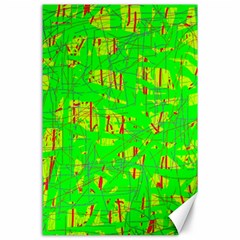 Neon Green Pattern Canvas 24  X 36 