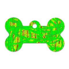 Neon Green Pattern Dog Tag Bone (two Sides)