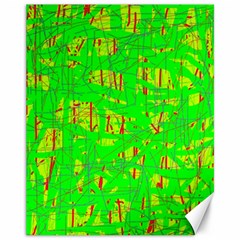 Neon Green Pattern Canvas 11  X 14   by Valentinaart