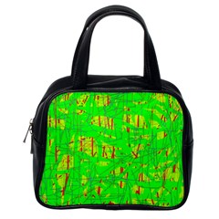 Neon Green Pattern Classic Handbags (one Side)