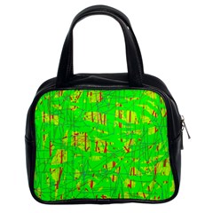 Neon Green Pattern Classic Handbags (2 Sides) by Valentinaart