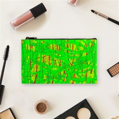 Neon Green Pattern Cosmetic Bag (small) 