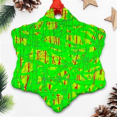 Neon Green Pattern Ornament (snowflake) 