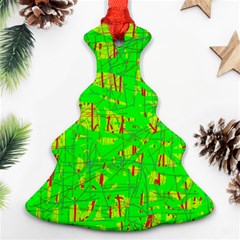 Neon Green Pattern Ornament (christmas Tree) by Valentinaart