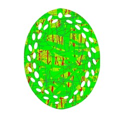 Neon Green Pattern Ornament (oval Filigree) 