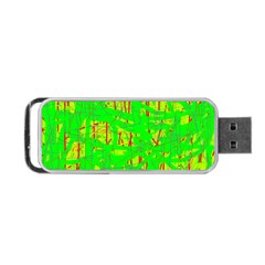 Neon Green Pattern Portable Usb Flash (one Side) by Valentinaart