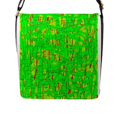 Neon Green Pattern Flap Messenger Bag (l) 