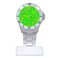 Neon Green Pattern Plastic Nurses Watch