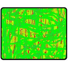 Neon Green Pattern Double Sided Fleece Blanket (medium) 