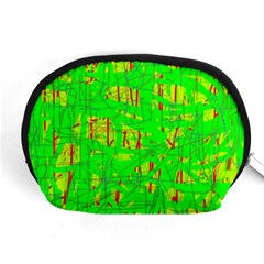 Neon Green Pattern Accessory Pouches (medium)  by Valentinaart